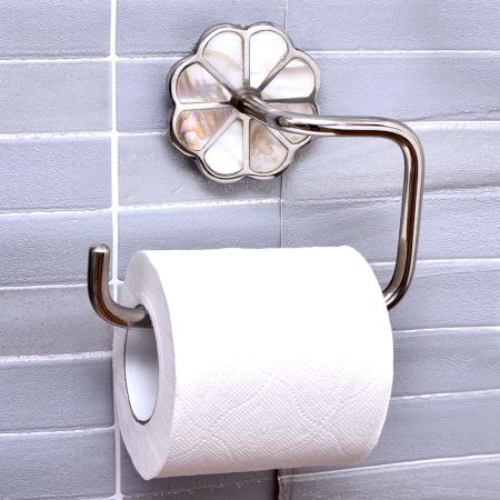 Silver Brass Mother Of Pearl Toilet Paper Holder